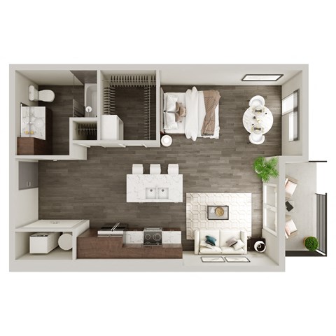 Studio - 613 SF Floor Plan at The Westline at Flanagan Lake in Omaha, NE